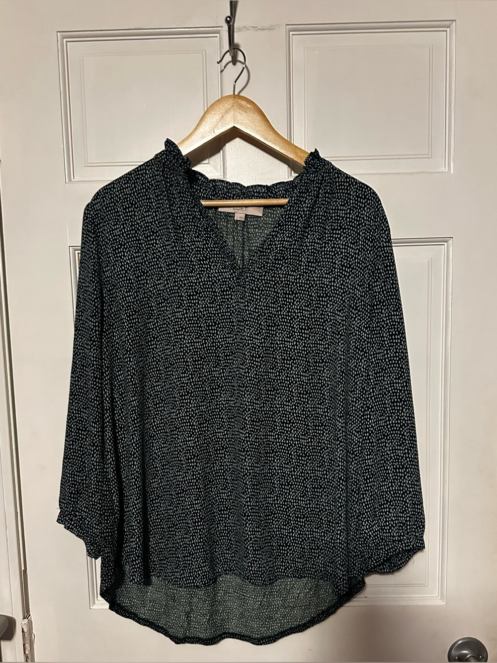 LOFT Blue and Green Dotted Blouse